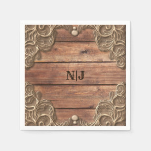 Kant Hout Rustieke Vintage Westerse Elegante Trouw Servet