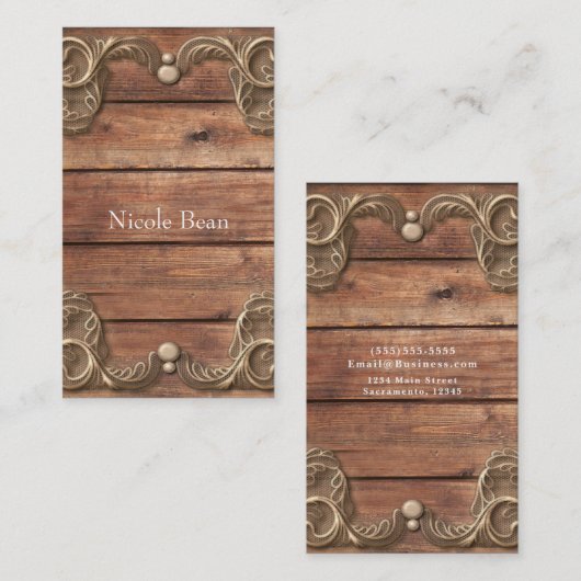 Kant hout rustieke  Western Elegant Charming Visitekaartje (Voorkant / Achterkant)