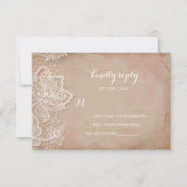 Kant Huwelijk RSVP Ansichtkaart - Vintage Roze Kaartje