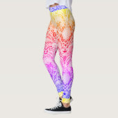 Kant in Heldere Warmte Regenboog Kleuren Ombre Leggings (Links)