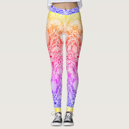Kant in Heldere Warmte Regenboog Kleuren Ombre Leggings