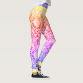 Kant in Heldere Warmte Regenboog Kleuren Ombre Leggings (Rechts)