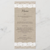 Kant in het wit op Burlap Menu (Voorkant)