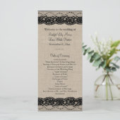 Kant in het zwart op Burlap Wedding Program Programmakaart (Staand voorkant)