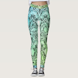 kant in lichtblauw en limoengroen ombre leggings