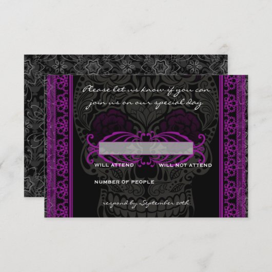 Kant Kant Suiker Schedel Dia de los Muertos RSVP (Voorkant / Achterkant)