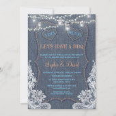 Kant Kanten Denim Blauwe Slingerlichtjes I DO BBQ Kaart (Voorkant)