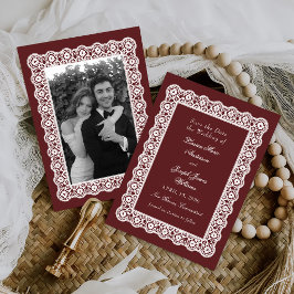 Kant kleedje vintage stijl foto bruiloft save the date