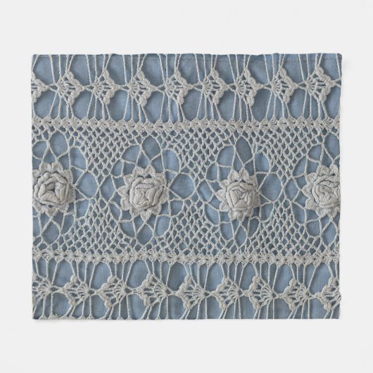  kant: kleine witte rozen. fleece deken (Voorkant (Horizontaal))