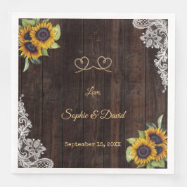 Kant Koord 'We Tied The Knot' Zonnebloemen Servet