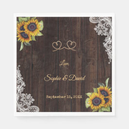 Kant Koord 'We Tied The Knot' Zonnebloemen Servet