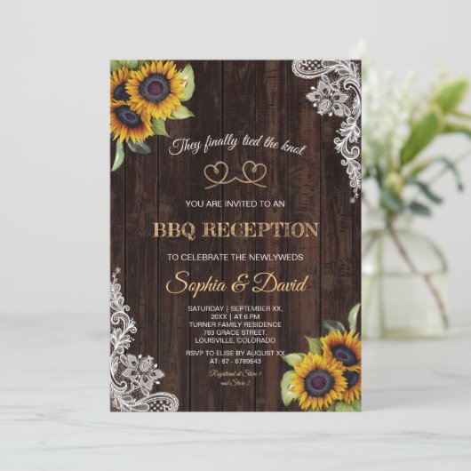 Kant Koord 'We Trokken De Knoop Aan' Zonnebloemen  Kaart (Staand voorkant)