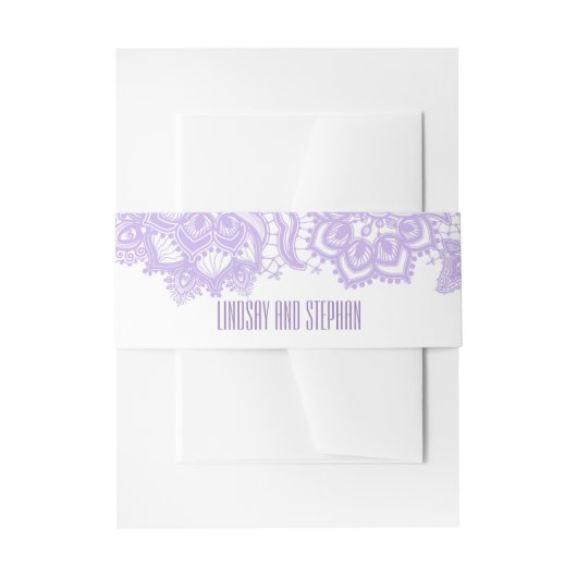 Kant Lavendel Kleur Elegant Uitnodigingen Wikkel (Voorkant Voorbeeld)