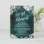 Kant, Lichten & Bloemen over Teal We Zijn Getrouwd Kaart (Staand voorkant)