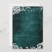 Kant, Lichten & Bloemen over Teal We Zijn Getrouwd Kaart (Achterkant)