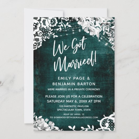 Kant, Lichtjes & Bloemen over Teal We Zijn Getrouw Kaart (Voorkant)