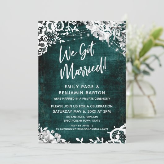 Kant, Lichtjes & Bloemen over Teal We Zijn Getrouw Kaart (Staand voorkant)