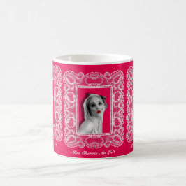 Kant Lijst Retro Pinup Meisje Patroon Mok Hot Pink