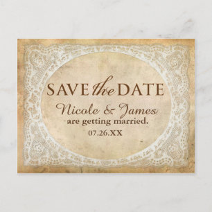  kant Lijst rustiek Save the Date Briefkaart