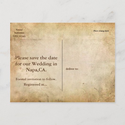 kant Lijst rustiek Save the Date Briefkaart (Achterkant)