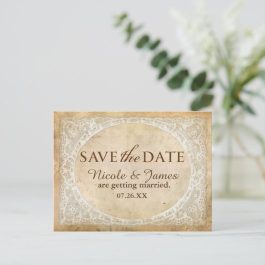 kant Lijst rustiek Save the Date Briefkaart (Staand voorkant)