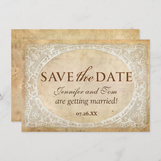 Kant Lijst Rustiek Save the Date Kaart (Voorkant / Achterkant)