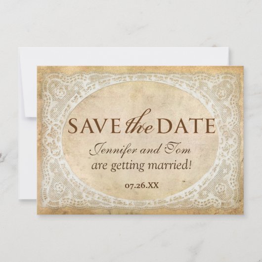 Kant Lijst Rustiek Save the Date Kaart (Voorkant)