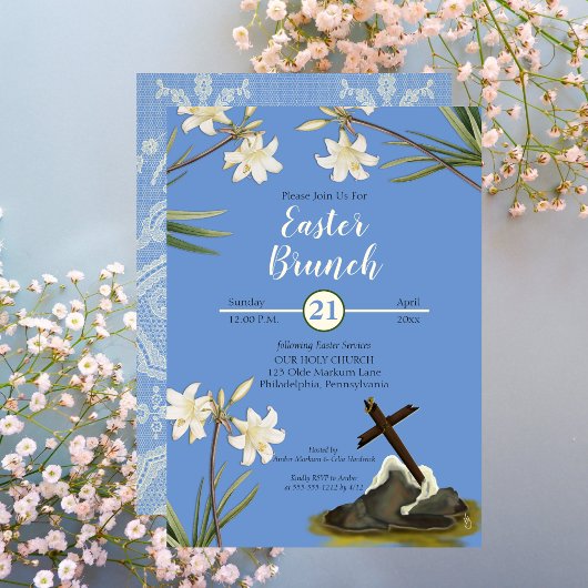  kant | Lilies | Rugged Cross Easter Brunch Kaart
