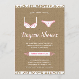  kant   Lingerie Vrijgezellenfeest Invite Kaart