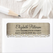  kant & linnen rustieke elegantie adreslabel etiket (Insitu)