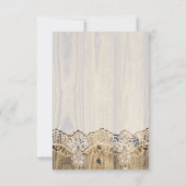 Kant, lint bloem & hout bruiloft RSVP reactie (Achterkant)