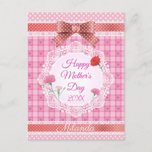 Kant lint Happy Moederdag Briefkaart (Voorkant)