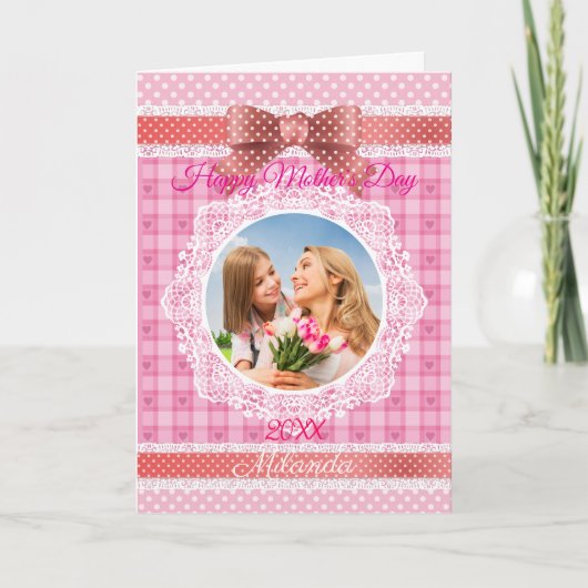 Kant lint Happy Moederdag Kaart (Voorkant)