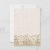 Kant, lint & zonnebloemen op jute bruiloft RSVP (Achterkant)