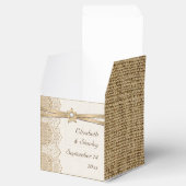 Kant, lintbloem & jute bruiloft bedankdoosjes (Geopend)