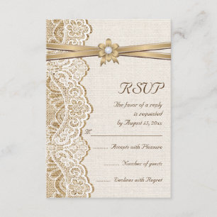 Kant, lintbloem & jute bruiloft RSVP reactie