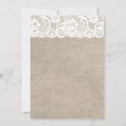  kant look & burlap look bruiloft uitnodiging (Achterkant)