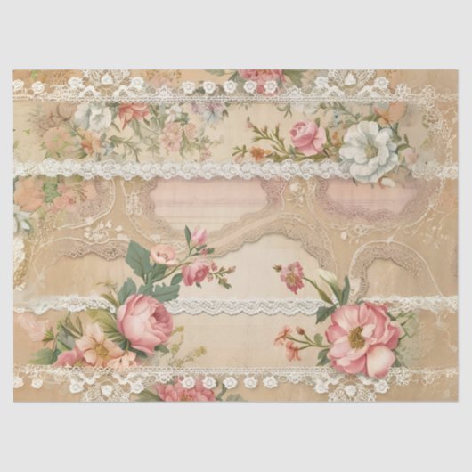 Kant loopt door Rozen decoupage tissue papier (Voorkant)