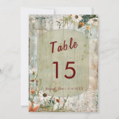 kant & madeliefjes rustieke tafel nummer Kaart (Achterkant)