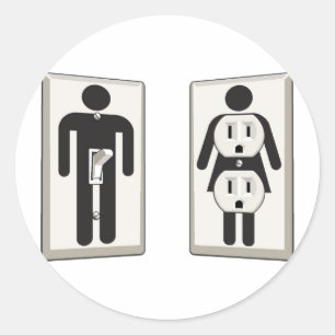 Kant man- en Vrouw-switch en socket in Ronde Sticker