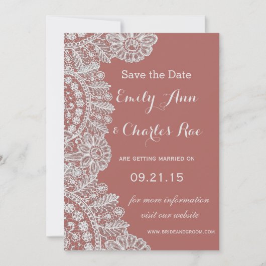 kant Marsala of een kleur bruiloft Kaart (Voorkant)