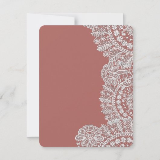  kant Marsala of een kleur bruiloft Kaart (Achterkant)