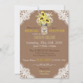 Kant Mason Jar Zonnebloem Rustiek Vrijgezellenfees Kaart (Voorkant)