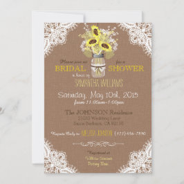 Kant Mason Jar Zonnebloem Rustiek Vrijgezellenfees Kaart