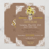 Kant Mason Jar Zonnebloem Rustiek Vrijgezellenfees Kaart (Voorkant / Achterkant)