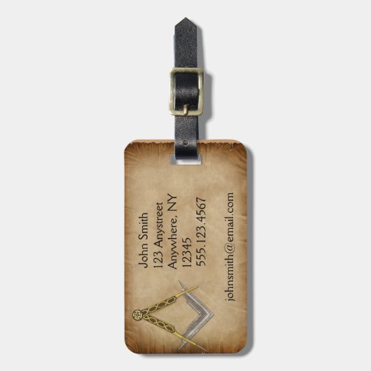 Kant met handtekening en kompas bagagelabel (Voorkant verticaal)