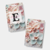 Kant met monogram bloem roze pastel orchidee bloem badge (Voor- en achterkant)