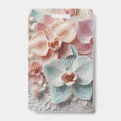 Kant met monogram bloem roze pastel orchidee bloem badge (Achterkant)