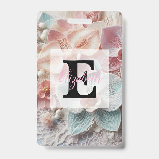 Kant met monogram bloem roze pastel orchidee bloem badge