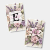 Kant met monogram bloemendecor paarse rozen lavend badge (Voor- en achterkant)